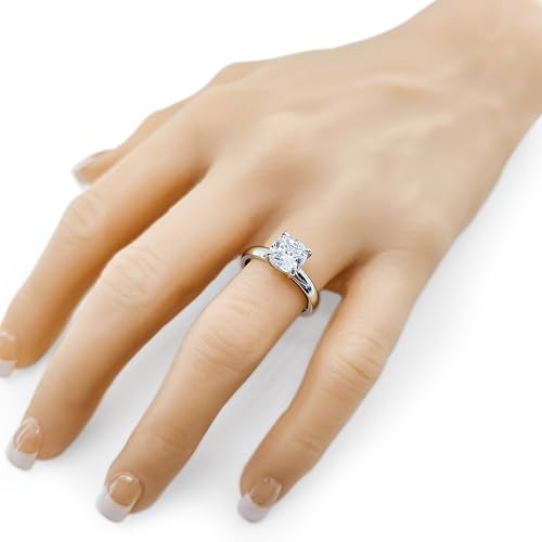 Central Diamond Center VOGUE Simulated diamond Solitaire Engagement Wedding Ring Solid Sterling Silver3