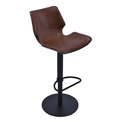 Armen Living Zuma Swivel Adjustable Barstool in Vintage Coffee Faux Leather and Black Metal Finish - Image 2