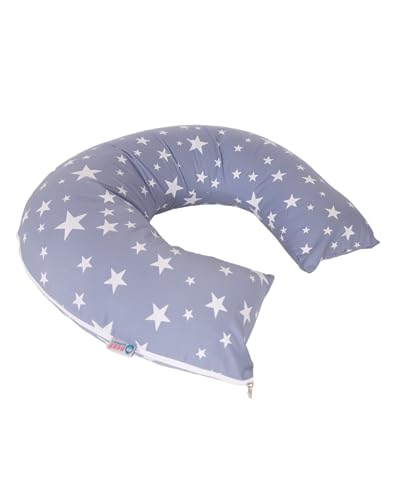 Almofada De Amamentação Estrelas Cinza - Super Firme Bebê Querido