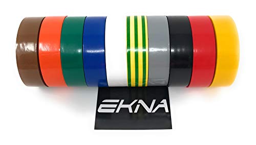 EKNA - Cinta aislante elctrica (9 unidades, 19 mm / 20 m)