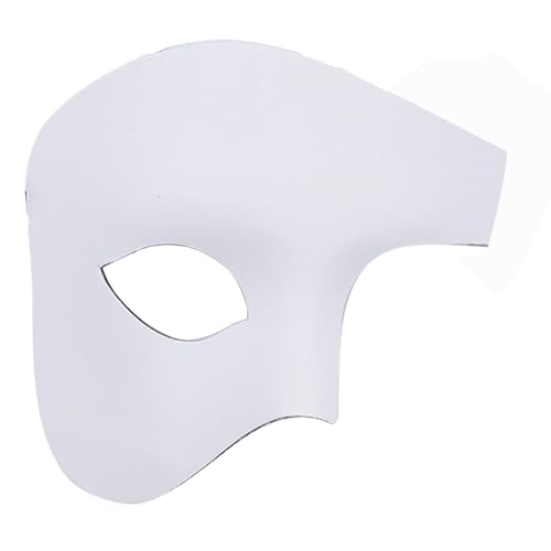 Groumh Mens Half Face Mask Opera Mask Vintage Design Masquerade Masks Venetian Opera Party Halloween Costume Mardi Gras Mask for Men (White)
