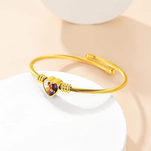 Custom4U Personalized Photo Bracelets for Women Custom Made Cuff Bracelet with Picture Memorial Jewelry Christmas Gifts - Thumbnail 7