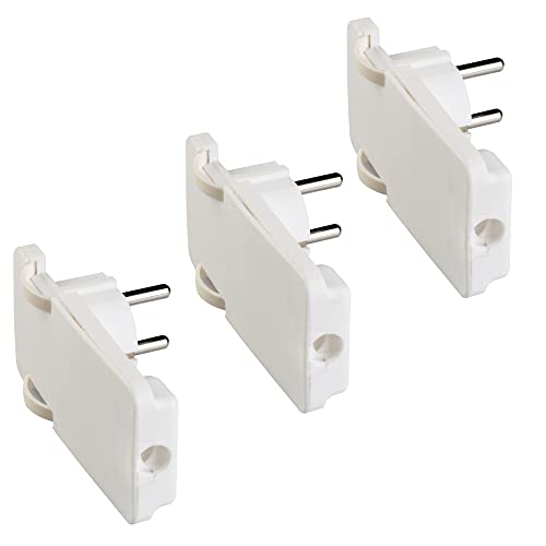 POLYPOOL - PP0454.3 Fiche SPAZIOZERO 16A 2P+T standard Schuko, sortie de câble à 90° - Kit 3 fiches couleur blanche