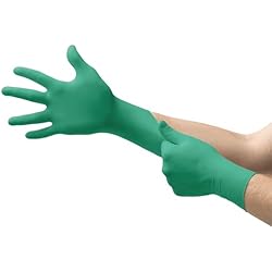 Protección De Manos Seguridad E Higiene Ansell TouchNTuff 92-600 Guantes Desechables de Nitrilo, Sin Polvo, Alta Protección Química y Mecánica, Seguridad Alimentaria, Guantes Multiusos Profesionales,Verde, Talla M ,100 Unidad (Paquete de 1)
