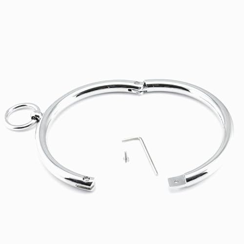 ZWBHSH Metall Halsband Bondage Choker ​Halsband Abnehmbaren O-Ring Fetisch Folter Sklave Sexspielzuege Mit Traktionsring Sm Extrem Fesseln Sex Set Für Paare Frauen Männer,Women12mm Silver