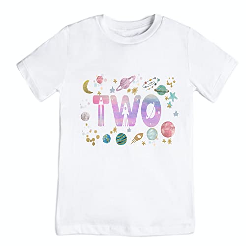 Space Two Birthday shirt Birthday girl Shirt astronaut 2nd Birthday Party two the moon birthday outfit planets 2nd Birthday Shirt (2 toddler)