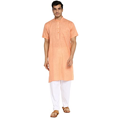 Image of Royal Kurta Mens Linen Half Sleeved Long Ethnic Kurta
