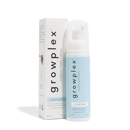 Growplex Vitafoam 5% Minoxidil Foam for Men & Women, DHT Blocking Minoxidil for Men Foam, Non-Greasy, Fast-Drying Formula for Hair Regrowth