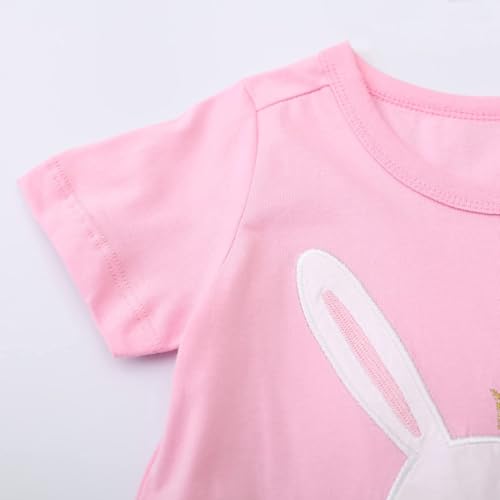 Image of Toddler Girls T-Shirt Short Sleeve Shirt Unicorn Bunny Print Cute Summer Tops Tees Dinosaur Graphic