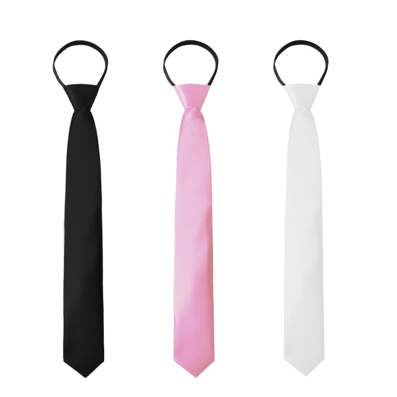 Image of Luckyvestir Womens Tie, Pre Tied Black /Red Ties for Women Adjustable Zipper Womens Necktie
