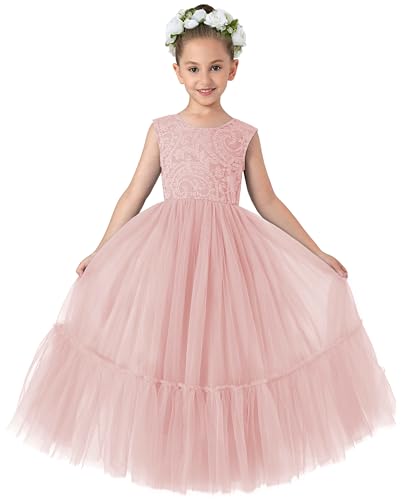 2Bunnies Girl Paisley Lace Back A-Line Straight Tutu Tulle Party Flower Girl Dress