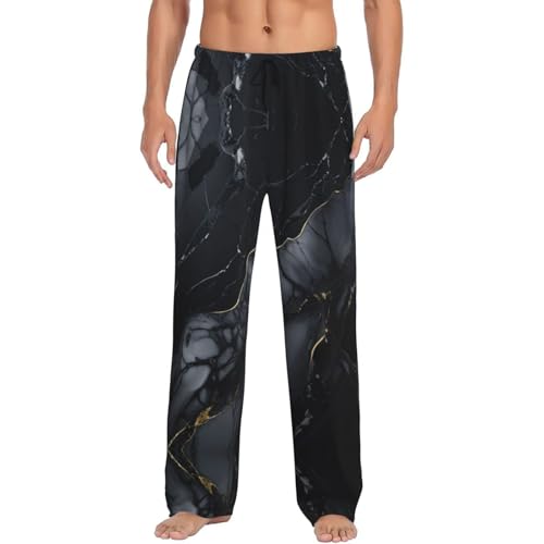 Pantalon de nuit homme EdWal au motif marbre noir élégant en taille L