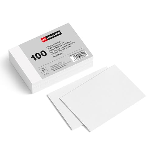 Miquelrius - Flashcards, Cartes d’étude, 100 fiches Bristol blanches pour notes, Format 95 x 65 mm, Papier carton offset 200 g/m², Fournitures de bureau et scolaires...
