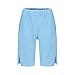 Girls Cotton Linen Shorts Kids Summer Casual Fashion High Elastic Waist Short Pants Beach Athletic Lightweight Bottoms (Blue, 10-11 Years)