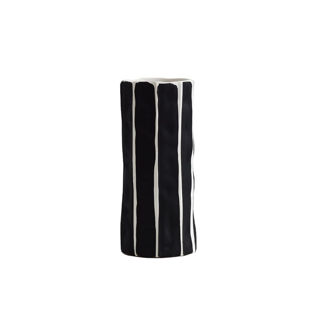 Vase en céramique noir et blanc pour arrangement de fleurs