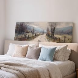 Tableau horizontal encadré route de campagne rustique vintage