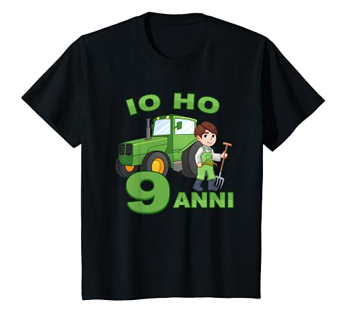 Bambino Trattore Sono 9 Anni Bambino Tractor Fattoria 9 Compleanno Maglietta