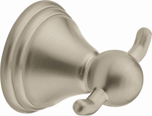 Image of Moen DN8403BN Preston Double Robe Hook, Brushed Nickel (Pack of 12)