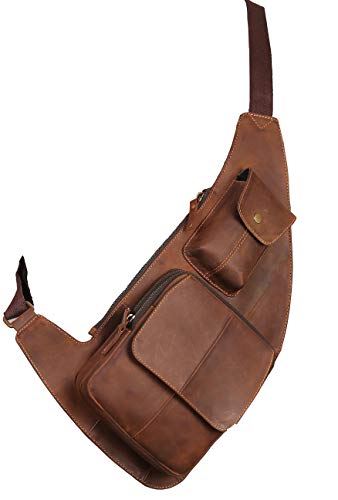 Bolsa de pecho marrón para hombre, bolso bandolera casual de negocios 4