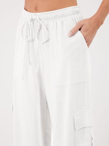 Beautiful Nomad Women's Linen Cargo Pants Casual High Waisted Wide Leg Pant Baggy Trousers with Pockets4