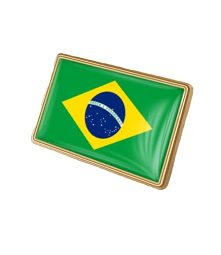 vmcoatdu Brazil Flag Rectangle Pin Badge International Travel Brooch Metal Alloy Souvenir Pin for Hat Clothes Backpack (Brazil)