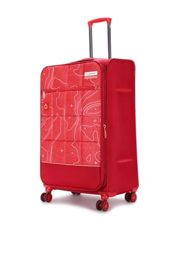 Image of Topo Celeb Large Check-in Luggage - Spacious Softside Travel Suitcase, 8-Wheel Spinner Trolley with TSA Lock & 2500-Day Warranty - Large (Red)