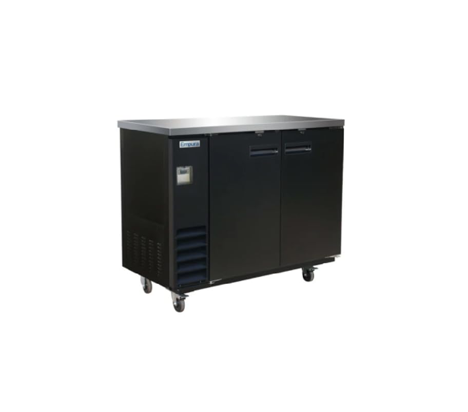 EMPURA 49" Back Bar Cooler Cabinet with Two-Swing Solid Doors | Commercial Refrigerator Fridge for Beverage Beer Soda | 12.5 Cu. Ft. | 49"W x 24.44"D x 41.75"H, Black Steel Exterior Finish, 115V