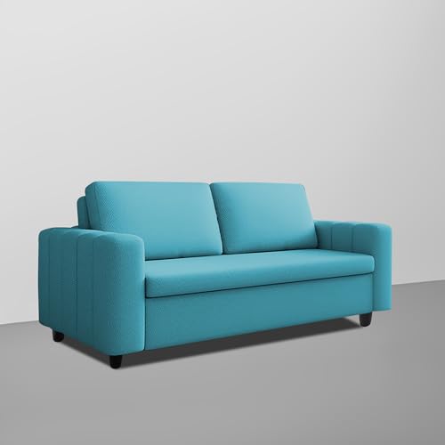 Image of Casaliving Roxy 3 Seater Sofa Cum Bed for Living Room (Turquise Fabric Colour) Premium Fabric Sofa Set-Blue Colour Sofa Cum Bed