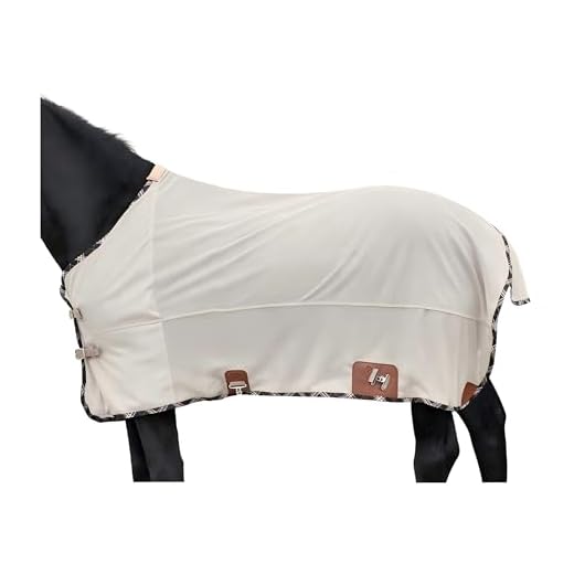 BARN & STABLE Breathable and UV Protective Tear-Resistant Mesh Horse Fly Sheet Comfy Equine Summer Sheet with Removable Web Leg Straps (Sand, 72 in)
