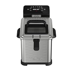 Tefal FR507D Family Pro Digitale elektrische friteuse, 4 liter oliecapaciteit, koelzone-technologie, vaatwasmachinebestendige onderdelen, digitaal led-scherm met touch-paneel, zwart/roestvrij staal