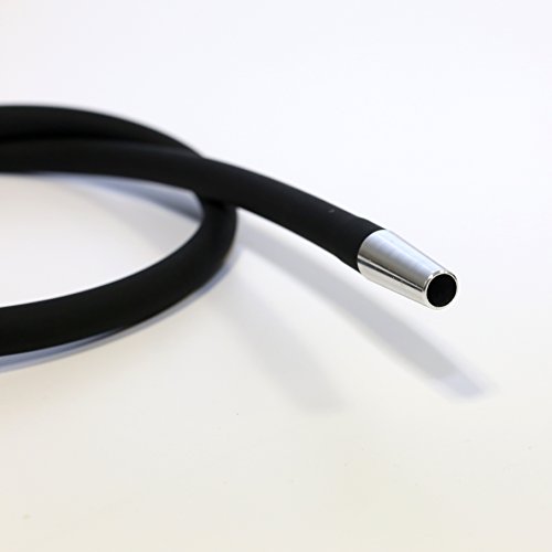 PRESTiQ 1,80m Langer hochwertiger Soft Touch Shisha Schlauch mit Mundstück + Adapter im Set und Feder | schwarz… – Bild 3