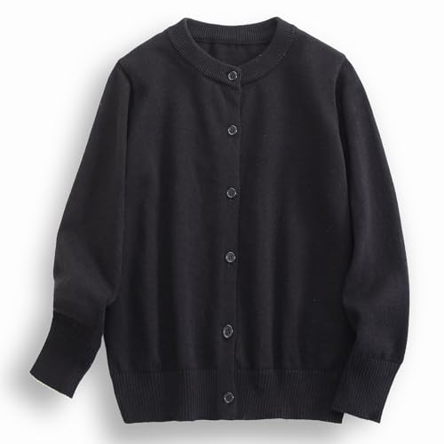 Image of ACESTAR Boys Girls Cardigan Sweater Cotton School Uniforms Solid Kids Long Sleeve Button Down Sweaters Knit Tops, 3T-12Years