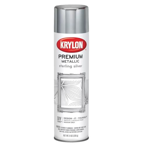 Krylon K01030A07 Premium Metallic Gloss Spray Paint Resembles Actual Plating, Sterling Silver, 8 oz.