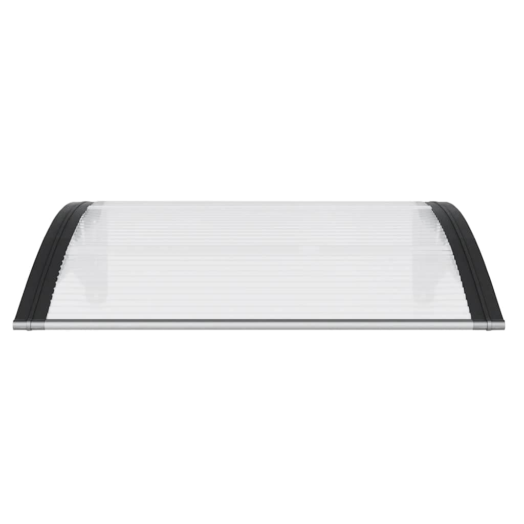 Markiza drzwiowa czarna przezroczysta 100x75 cm poliwęglan | Aluminiowa rama i uchwyty ABS, odporne na warunki atmosferyczne, łatwa instalacja, akcesoria w zestawie