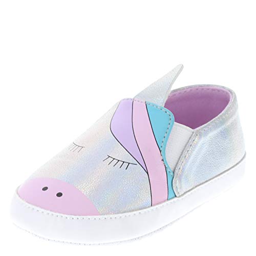 Teeny Toes Silver Girls' Infant Unicorn Soft Sole Slip-On 1 Wide