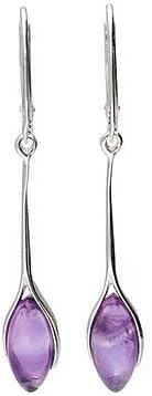 Natural PURPLE Amethyst Sterling Silver Dangly Drop Hook Earrings 270263