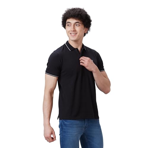 Image of Raymond Contemporary Fit Pure Cotton Solid Pattern Polo Neck Casual T-Shirt