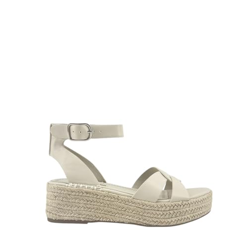 MODELISA - Sandalia Plataforma Cuña Con Tiras Cruzadas Yute Hebilla Tobillo Para Mujer (Crudo, Sistema tallas calzado EU, Adulto, Mujer, Números, mediano, 39)