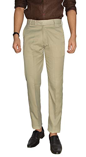 Image of KUNDAN Slim Fit Men Light Grey Polyester Viscose Blend Trousers