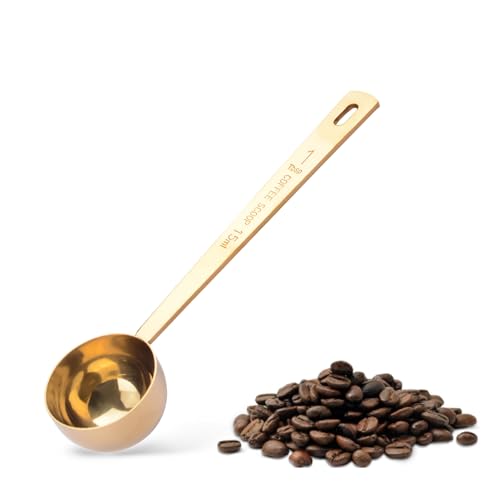 UFURMATE Cuchara de café de acero inoxidable con mango largo de 15 ml, cuchara medidora de grado alimenticio para harina de té, cereales, condimentos, 2 unidades para moler café molido, accesorios de