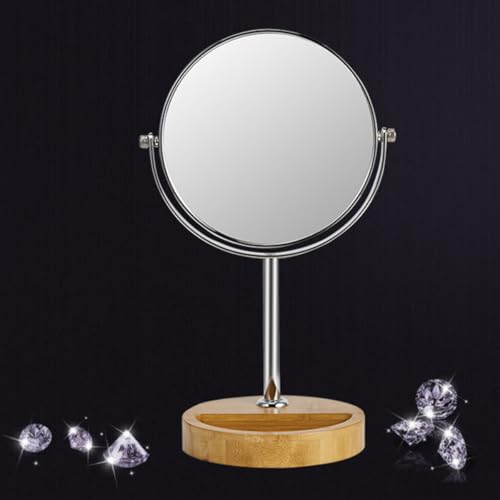 Espejo de maquillaje doble cara con base de bambú 360° miniatura 4