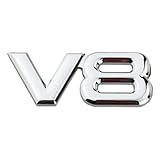 1Pc 3D V8 Premium Car Side Rear Trunk Emblem Alloy V8 Engine Badge Decals Nameplate fits Cars Trucks SUV (Chrome)