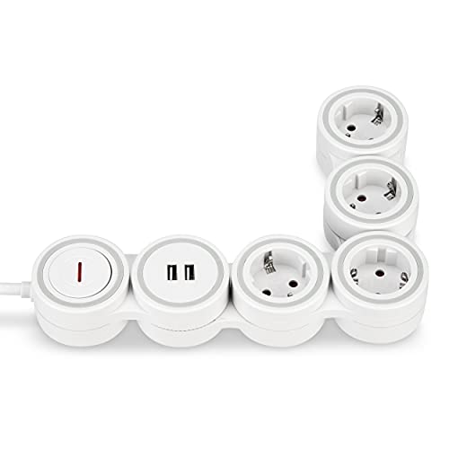 Multiprise flexible de haute qualité REV SupraFlex 4 prises et 2 USB finition blanche - 2