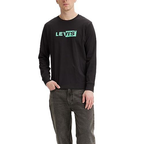 Levi's Men's Relaxed Graphic Long Sleeve T-Shirt, (New) Boxtab Caviar, X-Small