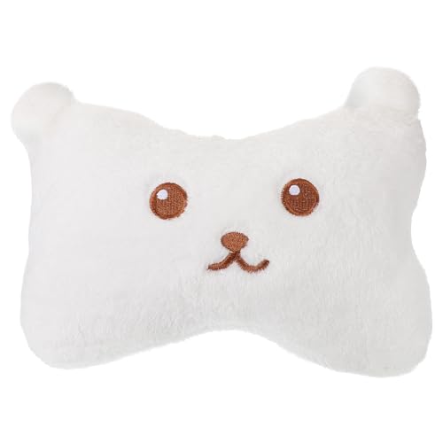 NUSITOU Almohada de Peluche para Coche Soporte Ergonómico Cuello, Cojín de Viaje Blanco Oso Pequeño, Almohada para Reposacabezas Automotor, Accesorio Cómodo para Conducción