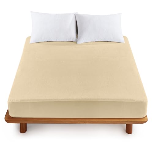Image of HOUSSE King Size Waterproof Mattress Protector 78 * 84 inch Inches | Premium Bed Mattress Protector Cover | 100% Waterproof | Soft Breathable Fabric | Stretchable Fitted Style | Fits Up to 8 Inch | Beige