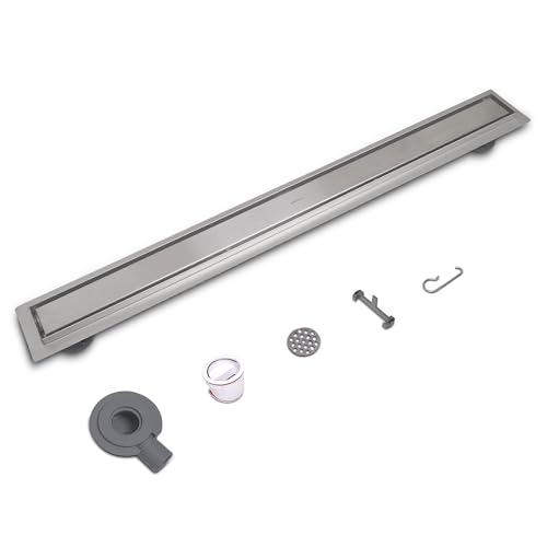 VANCOCO Edelstahl Duschrinne 80 cm, Bodenablauf Komplettset, 2 In...