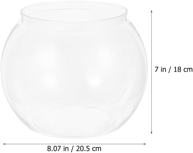 Ipetboom Glass Fish Bowl Fish Tank Stand Bubble Fish Bowl with Wood Stand Set Small Goldfish Tank Clear Hydroponic Plant Terrarium Desktop Fish Tank with Display Base