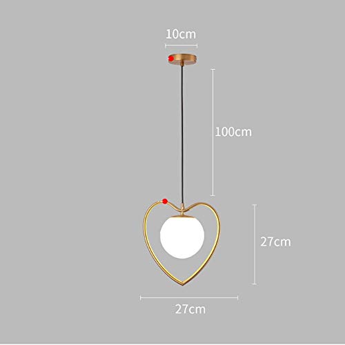 Mumumi Postmodern Restaurant Simple Hollow Golden Pendant Light Nordic Style Creative Home Led Heart-Shaped Iron Chandelier E27 Glass Lampshade #TOP6