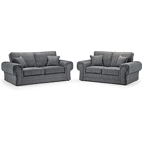 Grey Fabric 3+2 seater sofa - 3 Seater suite - 2 Seater Settee - Sofa sets for living room - cheap Corner couches with cushions-004 Cover